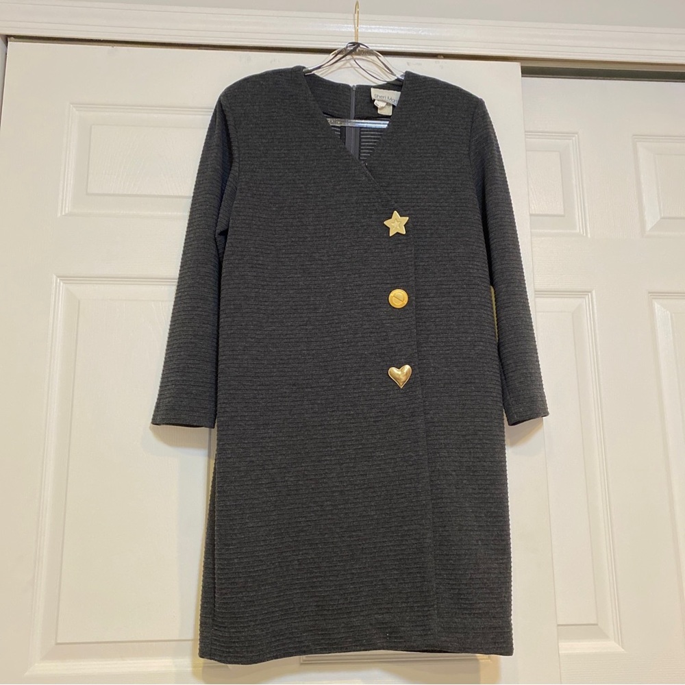 VINTAGE SHERI MARTIN UNIQUE BUTTON SWEATER DRESS SIZE 10